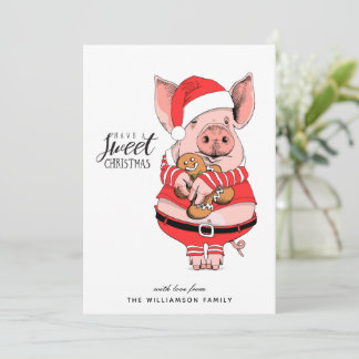 Funny Piggy Sweet Christmas Card