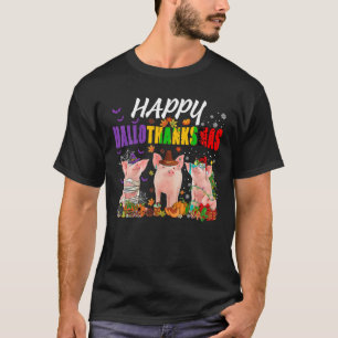Funny Pigs Mummy Pilgrim Santa Costume Happy Hallo T-Shirt