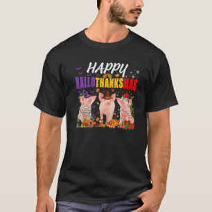 Funny Pigs Mummy Pilgrim Santa Costume Happy Hallo T-Shirt