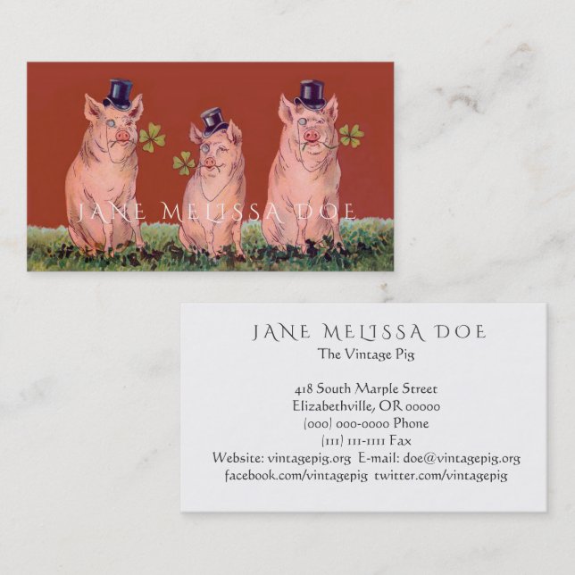Funny Pigs Two-Sided Business Card (Front/Back)