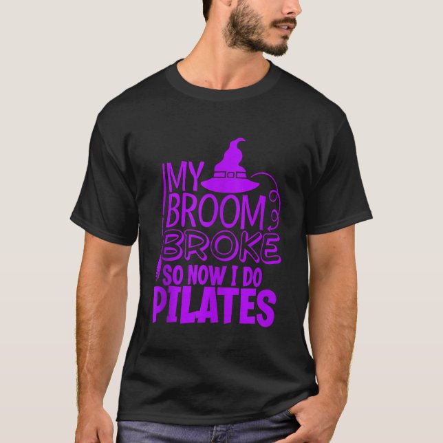 Funny Pilates Halloween Gym Exercise Witches Hat B T-Shirt (Front)