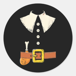 Funny Pilgrim Costume Turkey Leg Thanksgiving Than Classic Round Sticker