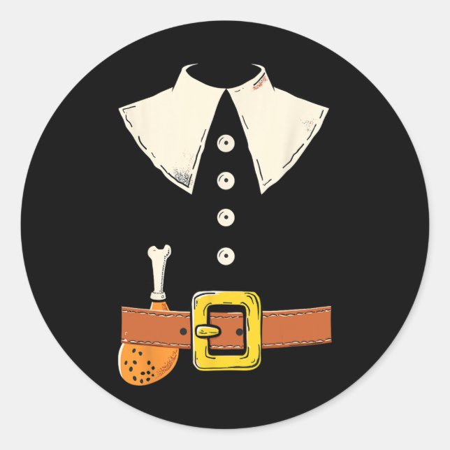 Funny Pilgrim Costume Turkey Leg Thanksgiving Than Classic Round Sticker (Front)