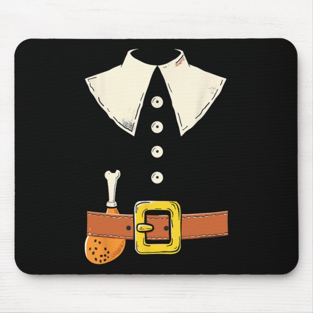 Funny Pilgrim Costume Turkey Leg Thanksgiving Than Mouse Pad (Front)