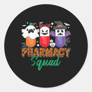 Funny Pills Pharmacist Cute Halloween Pharmacy Squ Classic Round Sticker
