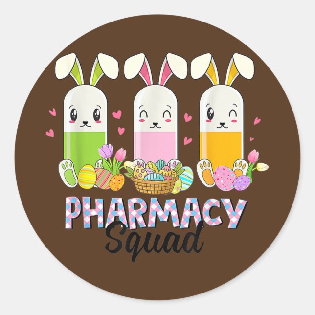 Funny Pills Pharmacy Squad Pharmacist Life Easter Classic Round Sticker (Front)