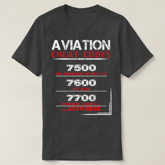 Funny Pilot Aviation cheat code  T-Shirt (Design Front)