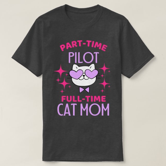 Funny Pilot Cat Lover  T-Shirt (Design Front)