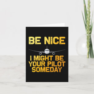 Funny Pilot Design For Men Women Aviation Airplane Card
