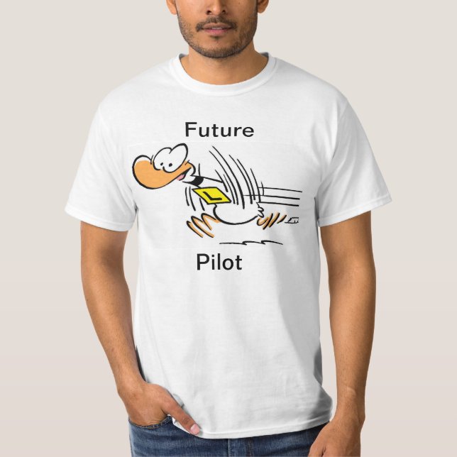 Funny Pilot Flying Cartoon Shirt (Front)