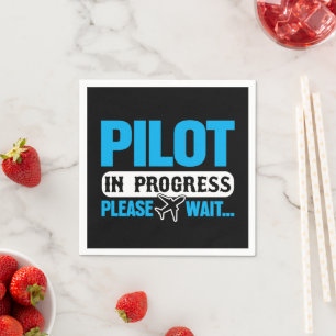 Funny Pilot in Progress Flight School Student Napkin
