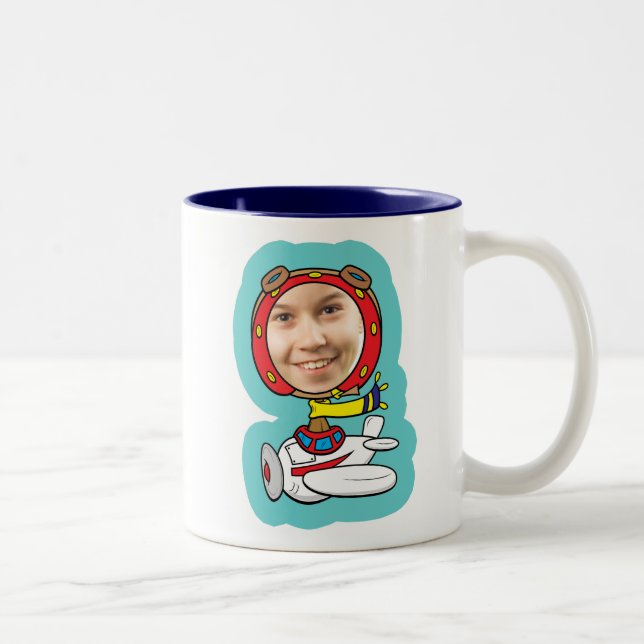 Funny Pilot Photo Face Template Two-Tone Coffee Mug (Right)