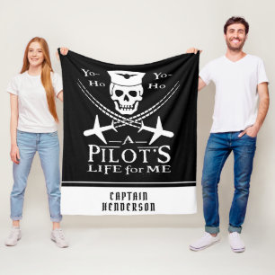 Funny Pilot Skull Aeroplanes Pirate Humour   Fleece Blanket