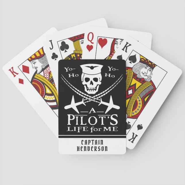 Funny Pilot Skull Aeroplanes Pirate Humour | Playing Cards (Back)