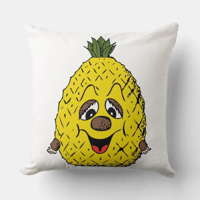 Funny Pineapple Cartoon Face Foodie, ZSSG Cushion (Front)
