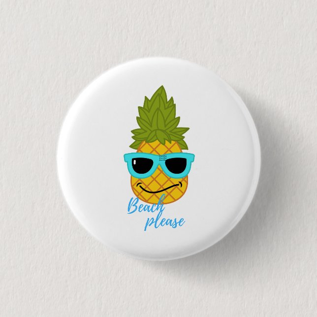 Funny Pineapple Chilling With Summer Sunglasses    3 Cm Round Badge (Front)
