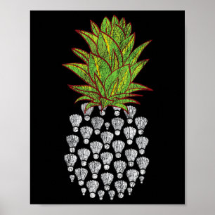 Funny Pineapple Distressed Design Badminton Sport  Poster