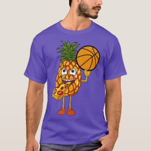 Funny Pineapple Eating Pizza Basketball T-Shirt