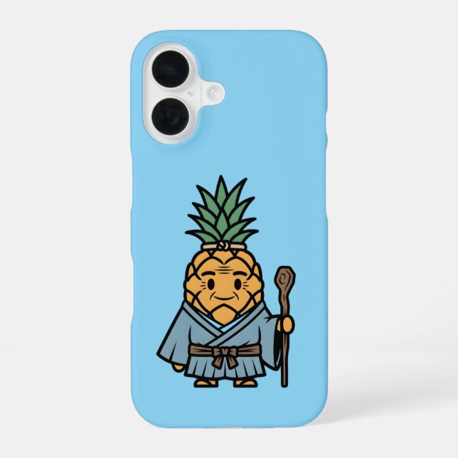 Funny Pineapple Sensei Master Samurai Illustration iPhone 16 Case (Back)