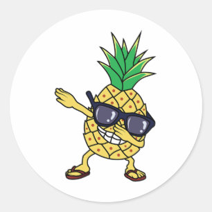 Funny Pineapple Shirt Dabbing Hawaii Aloha Summer Classic Round Sticker