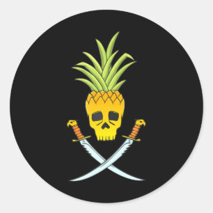 Funny Pineapple Skull Pirate Pineapple Lovers Classic Round Sticker