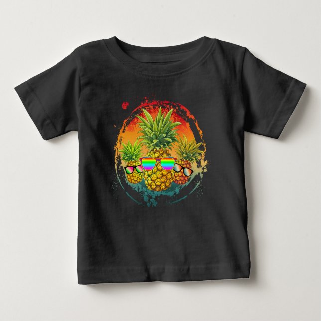 Funny Pineapple Summer Vibes Baby T-Shirt (Front)