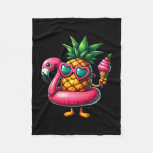 Funny pineapple swimming float ice cream fleece blanket