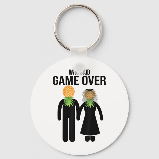 Funny Pineapple Swinger Gift Wedding Bride Groom M Key Ring (Front)