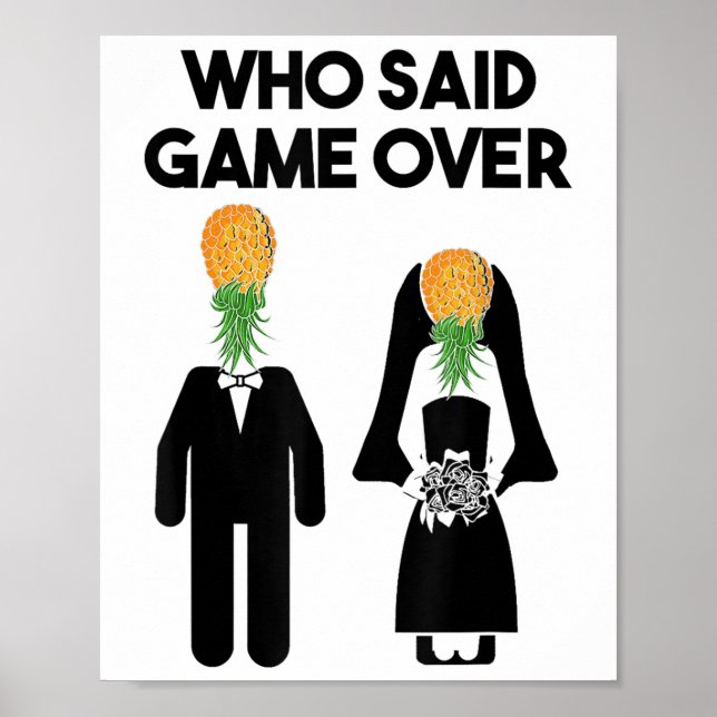 Funny Pineapple Swinger Gift Wedding Bride Groom M Poster (Front)