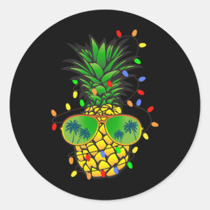 Funny Pineapple Xmas Tree Summer Christmas In July Classic Round Sticker