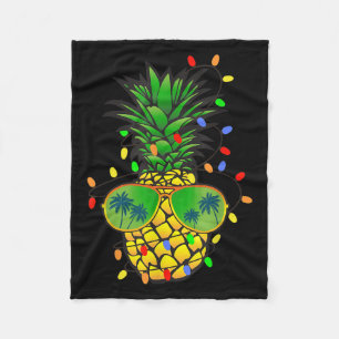 Funny Pineapple Xmas Tree Summer Christmas In July Fleece Blanket