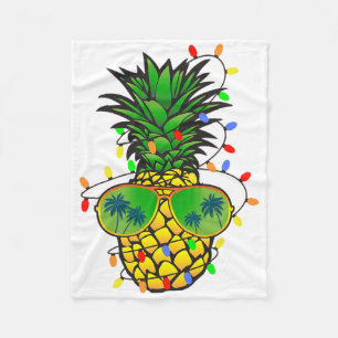 Funny Pineapple Xmas Tree Summer Christmas In July Fleece Blanket