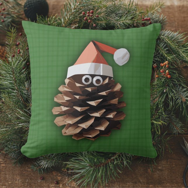 Funny Pinecone Santa Christmas Craft  Cushion (Creator Uploaded)