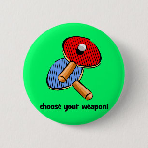 funny ping pong 6 cm round badge