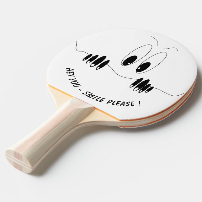 Funny Ping Pong Paddle with Playful Eyes - Smile (Front Angle)