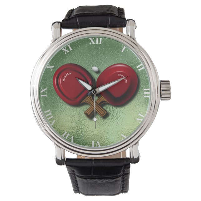 Funny Ping Pong Table Tennis Paddle With Oval Ball Watch (Front)