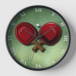 Funny Ping Pong Table Tennis With Oval Ball Paddle Clock