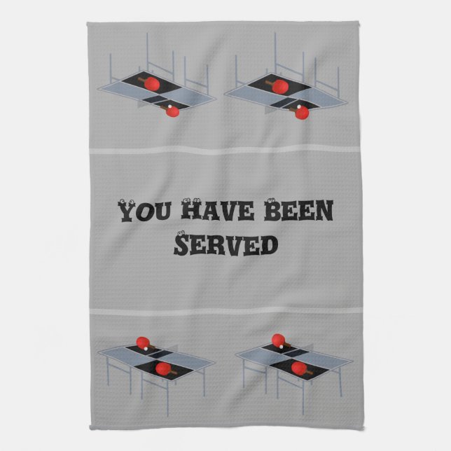 Funny Ping Pong Table With Bats And Ball, Tea Towel (Vertical)