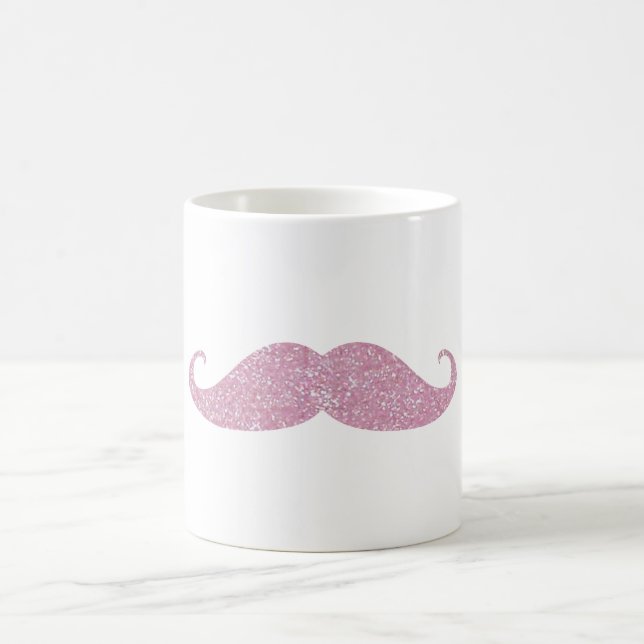 Funny Pink Bling Moustache Coffee Mug (Center)