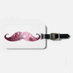 Funny Pink Bling Moustache Luggage Tag