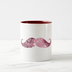 Funny Pink Bling Moustache Two-Tone Coffee Mug