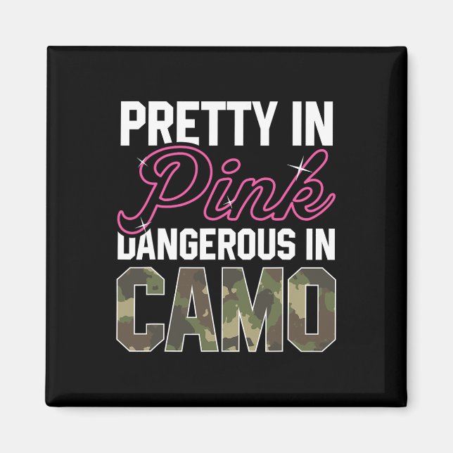 Funny Pink Camo Hunting Graphic Women Deer Buck Hu Magnet (Front)