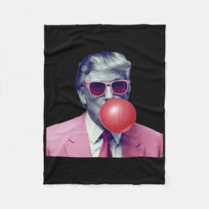 Funny Pink Donald Trump Bubble Gum Yum Tee Fleece Blanket
