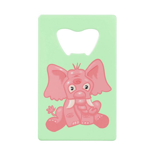 Funny Pink Elephant Credit Card Bottle Opener (Front)