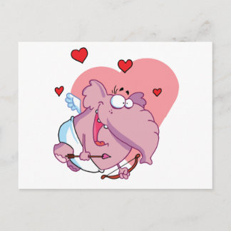 Funny Pink Elephant Cupid Postcard
