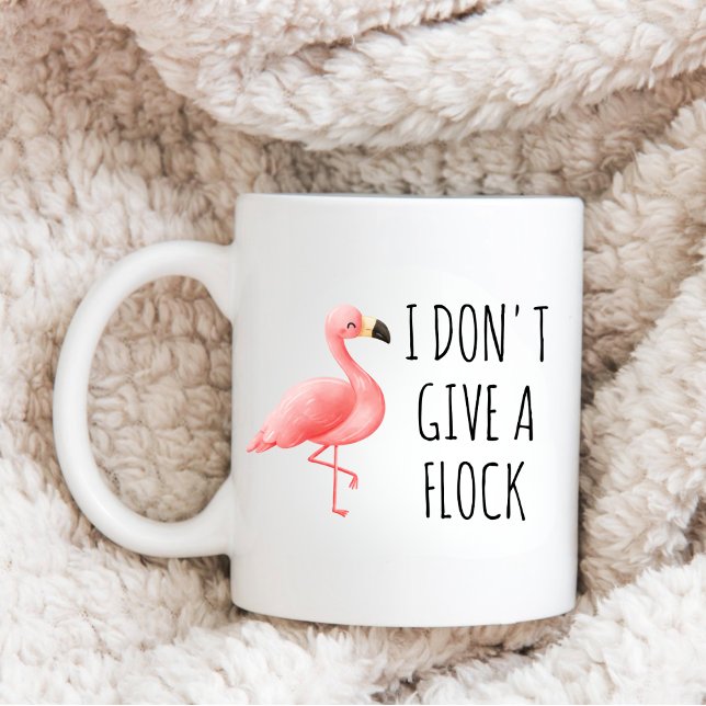 Funny Pink Flamingo I Don't Give a Flock Beach Gif Coffee Mug (Creator Uploaded)