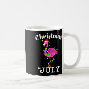 Funny Pink Flamingo In Santa Hat Christmas In July Coffee Mug