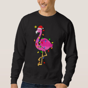 Funny Pink Flamingo in Santa Hat Christmas in July Sweatshirt