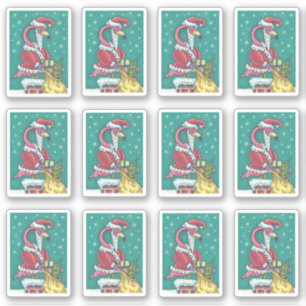 FUNNY PINK FLAMINGO SANTA CLAUS CHRISTMAS