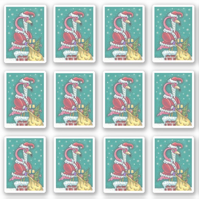 FUNNY PINK FLAMINGO SANTA CLAUS CHRISTMAS (Front)